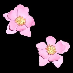 Pink Flower Blossoms Earrings 3D Blossom Pretty Girly Floral Realistic Flowers